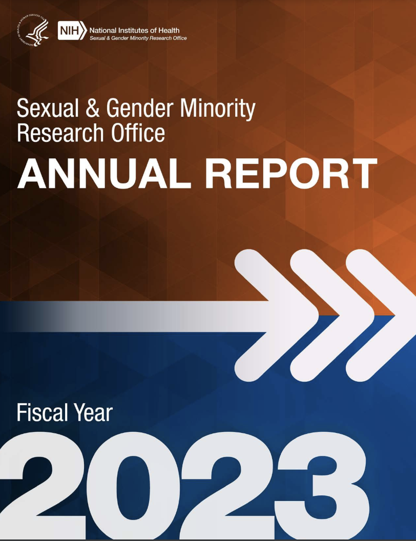 Cover of report with top half orange and bottom half blue and a large white arrow potining right splitting the two halves