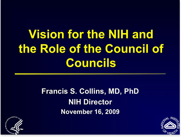 Title Slide: Vision for the NIH and the Role of the Council of Councils