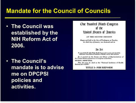 Slide 23 [Image of the first page of the NIH Reform Act of 2006]